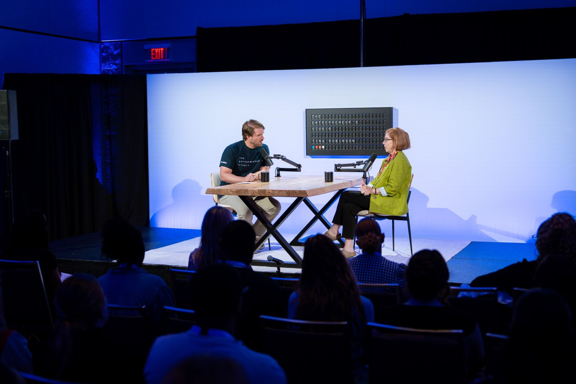 Live on-stage interview at a convention center