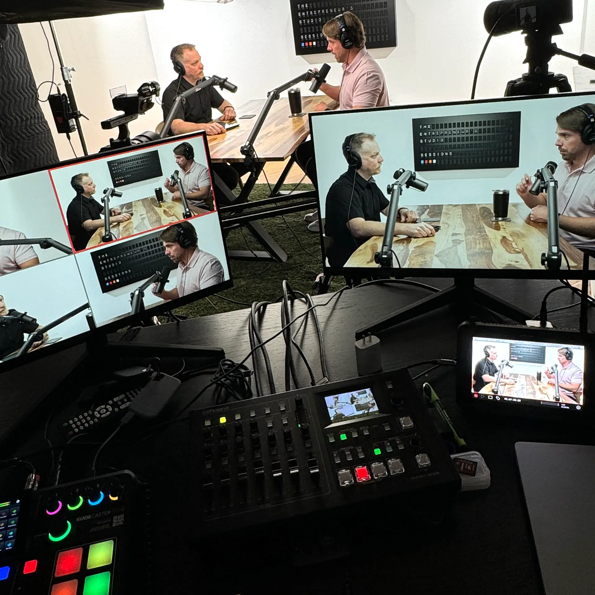 Two-person interview setup in The Entrepreneur's Studio